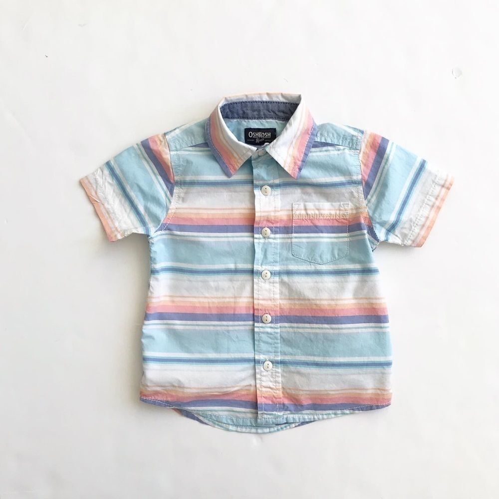 Oshkosh pastel stripe button down shirt EUC 2T
